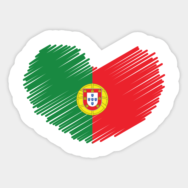 Portugal Flag Heart Design Sticker by Sanu Designs